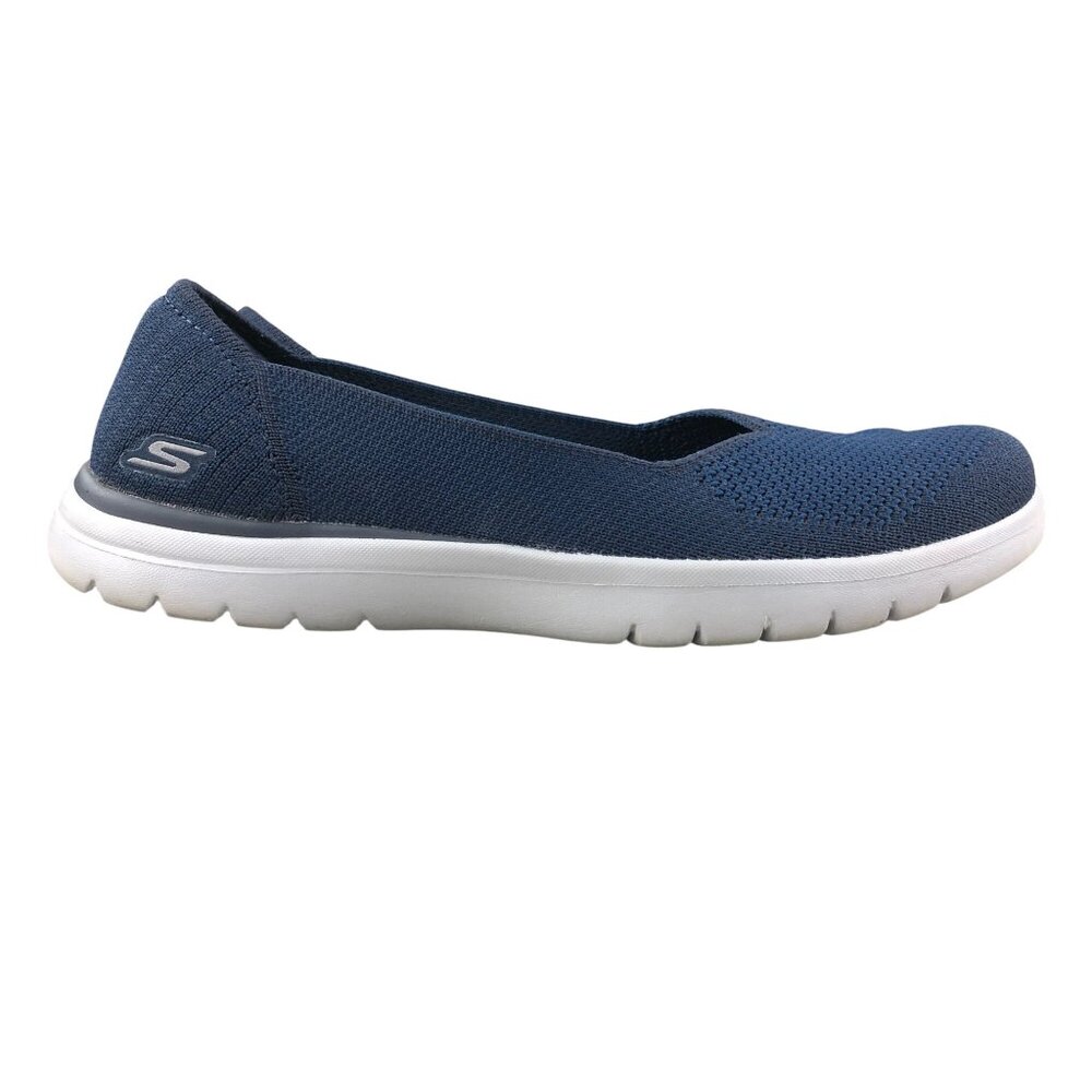 Skechers Women's Size 9 GoStep Lite Navy Blue GogaMat Ballet Flats Shoes 136398